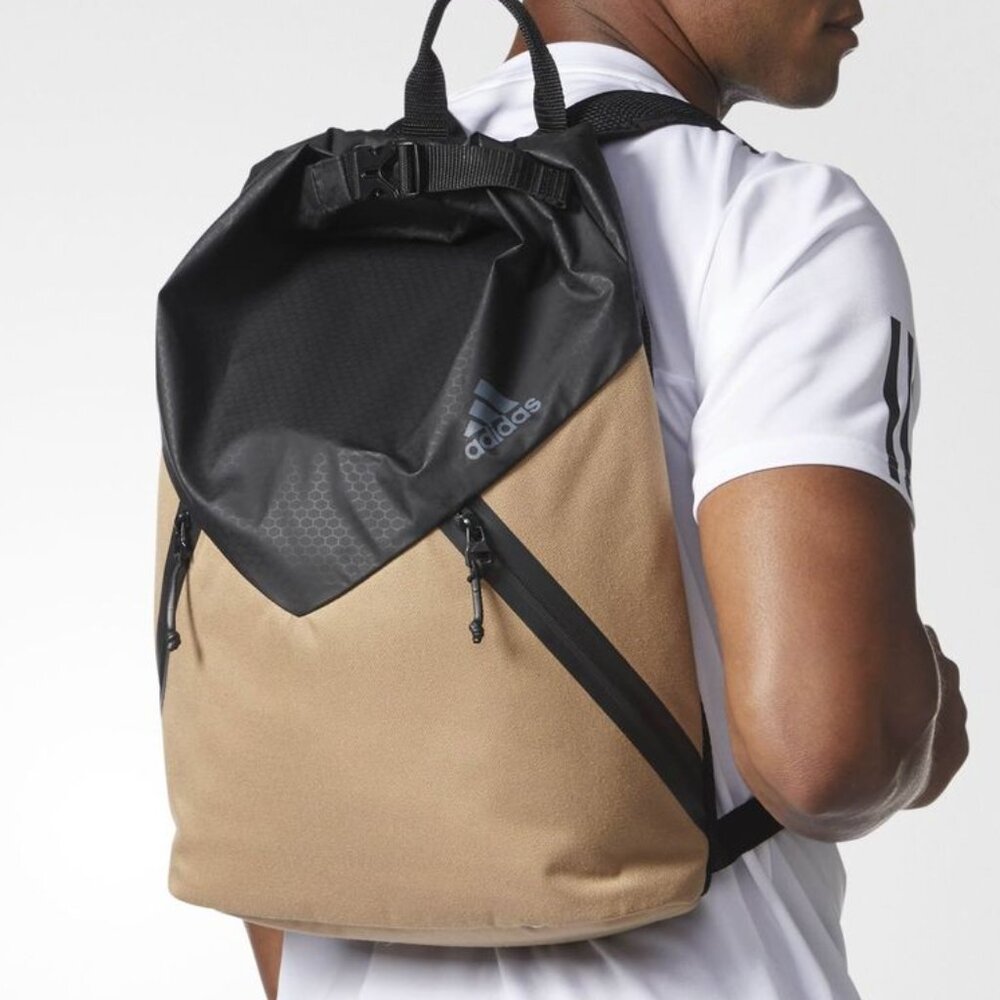 Adidas Sport ID Foldover Backpack Black Tan Gray Unisex